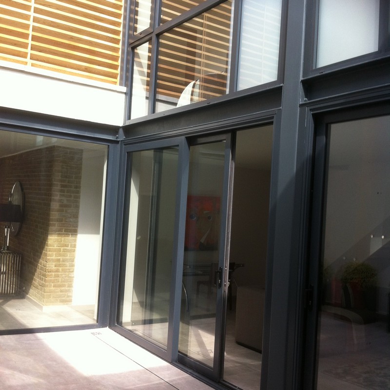 Anthracite aluminium sliding patio doors fitted in New Malden